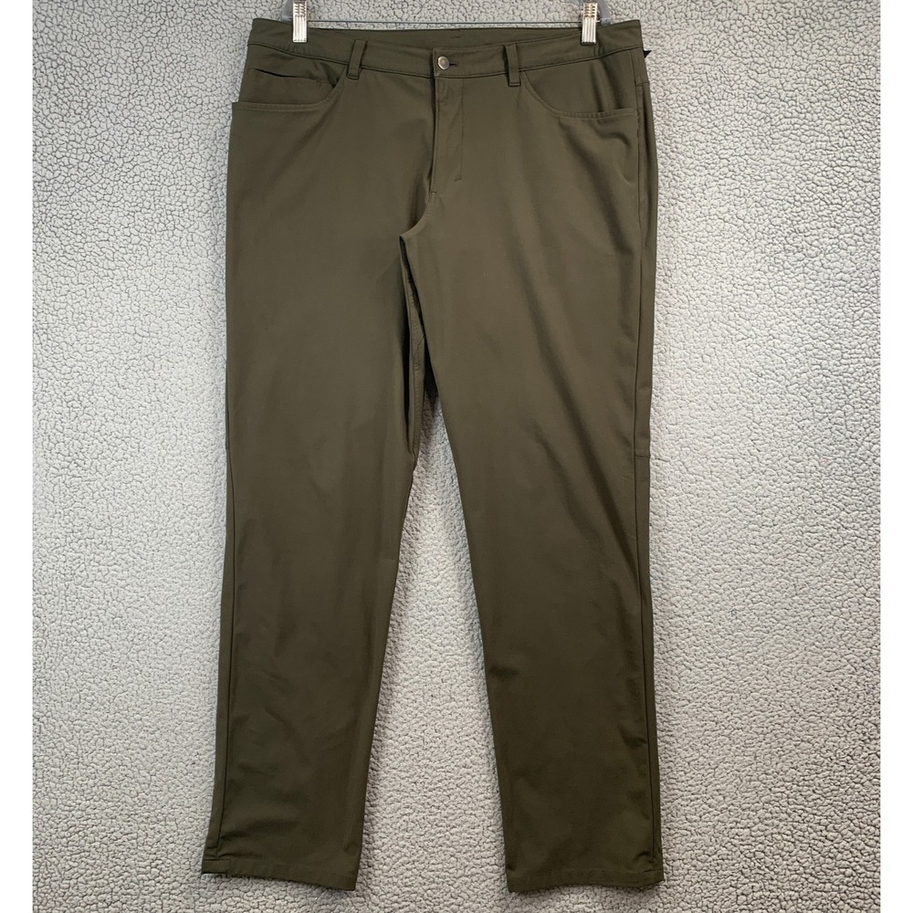 Lululemon ABC 5 Pocket Pants Classic Fit Performance Khaki Olive Mens Size 38x34